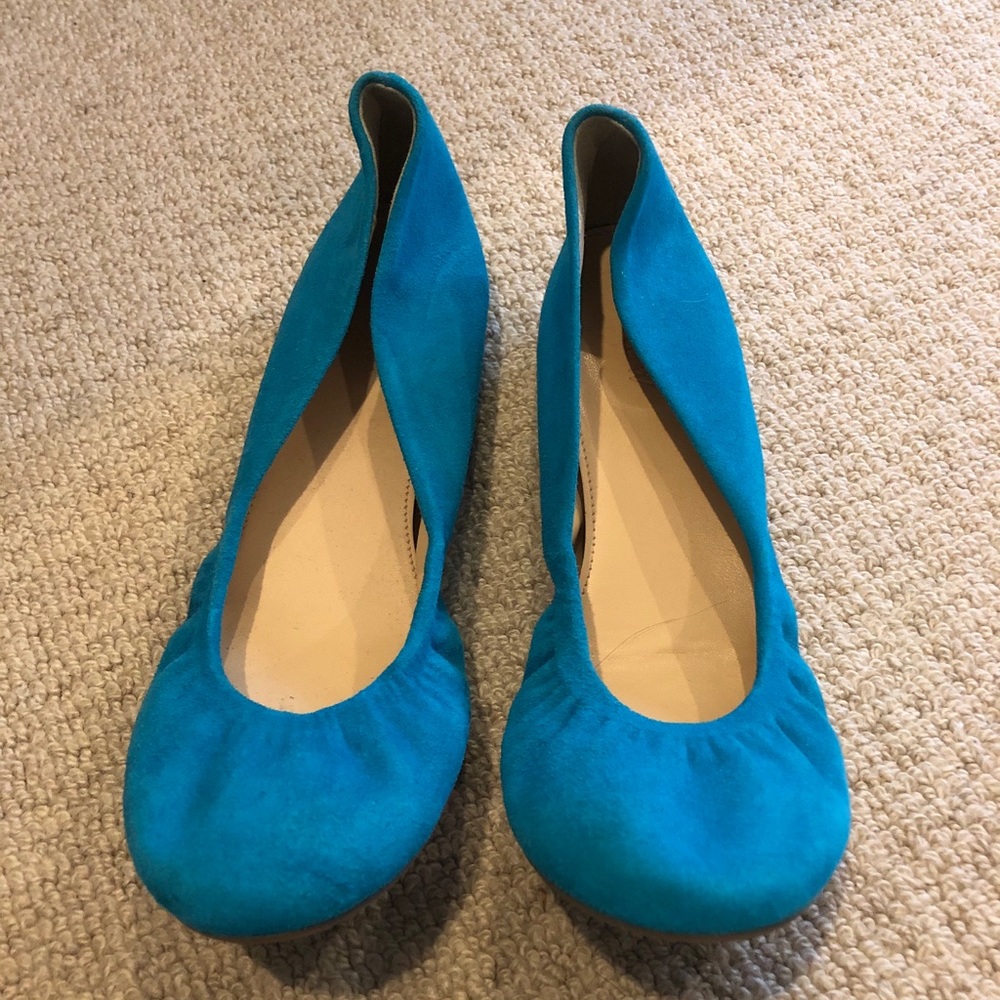Jcrew turquoise’ suede ballet flats